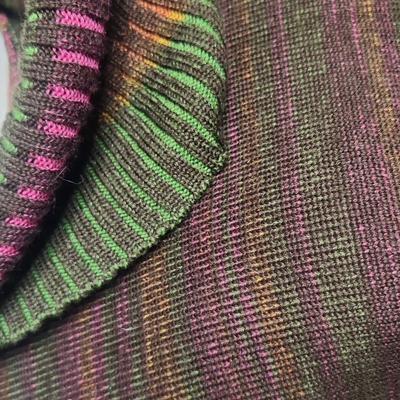 Merino wool cowl neck rainbow Italian knit vintage boho hippie sweater medium - Picture 4 of 11